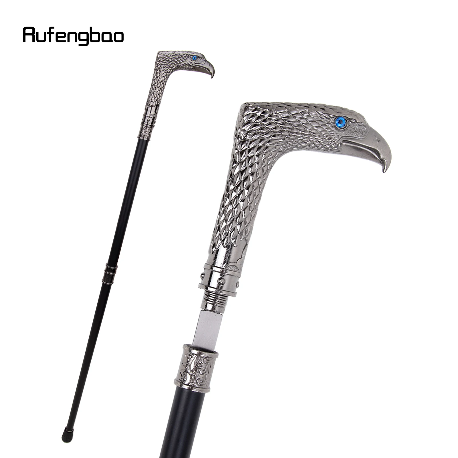 Blue Eye Eagle เดิน Stick ที่ซ่อนอยู่แผ่น Self Defense แฟชั่น Cane แผ่นคอสเพลย์ Crosier Stick 93ซม.