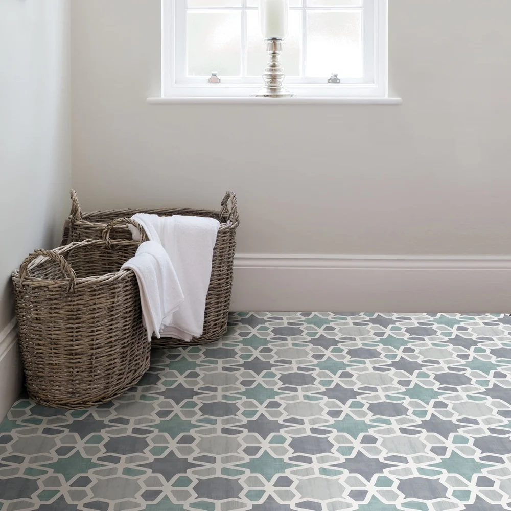 껍질을 벗겨 붙이는 빈티지 스타일 바닥 타일 방수 쉬운 설치 12x12 인치 내구성 기하학적 모티브 10 팩