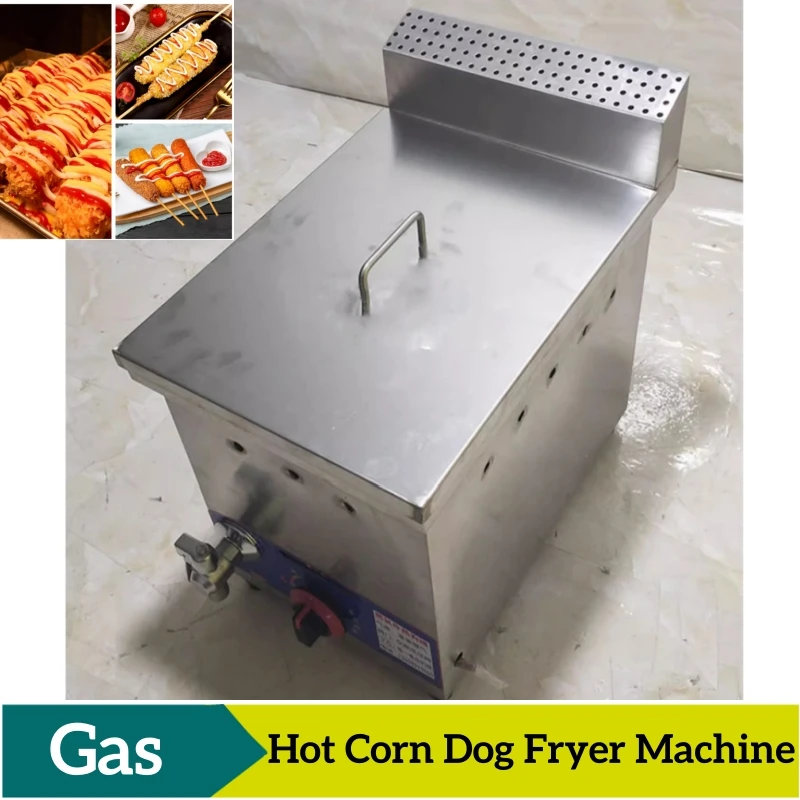 20L Deep Hot Corn Dog Fryer Machine Large Capacity Gas Korean Mozzarella Corn Dog Fryer Machine Cheese Hot Dog Stick Fryer