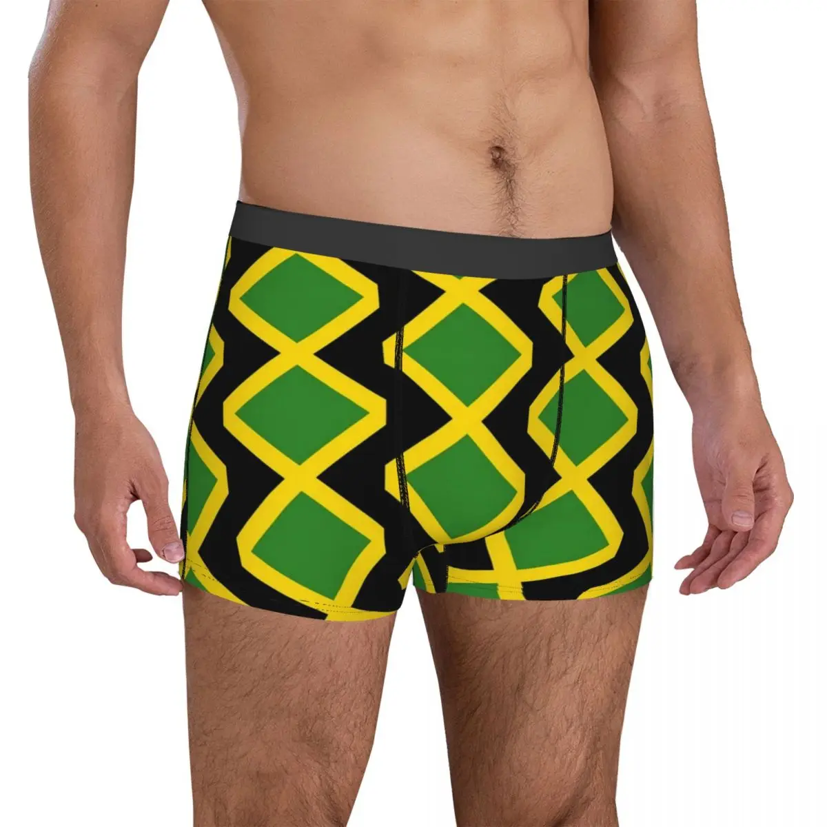 Jamaican Flag Underwear Jamaica Cushion Men's Panties Print Elastic Boxer Shorts Hot Shorts Briefs Plus Size 2XL