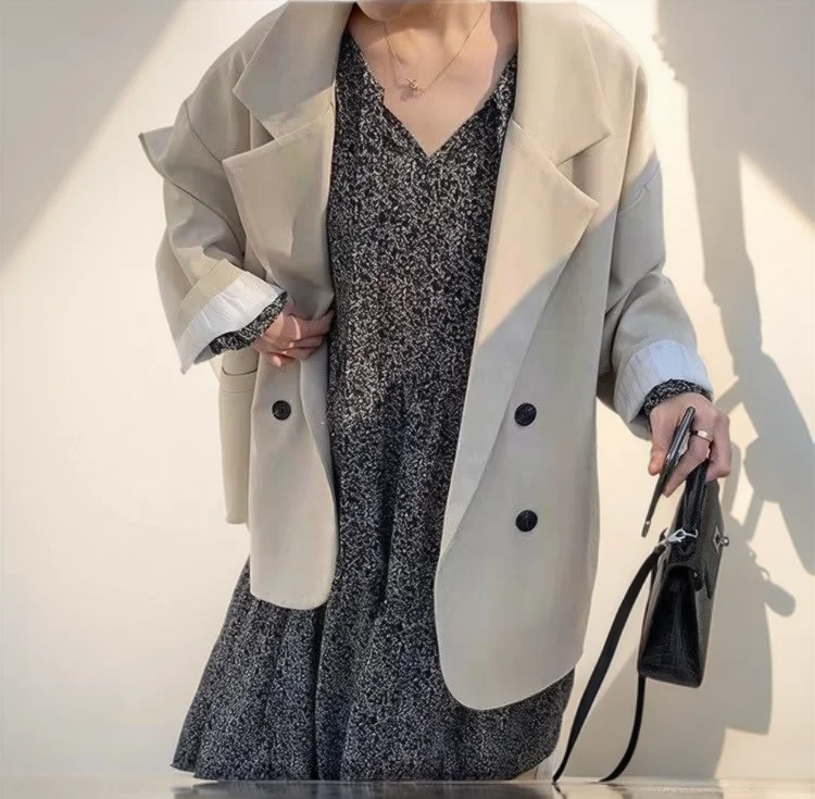 

Blazers Womans American Lined Woolen Overcoat College British Students Jackets Twill Lining Lapels Baroque Breathable Winter New