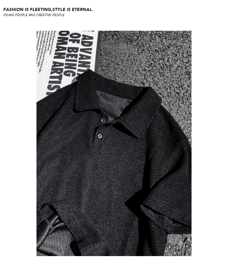 Herren Oversized Polo Kurzarm-Oberteil mit Wabenstruktur, Reverskragen für Freizeit, Pendeln und Alltag – Detail 21