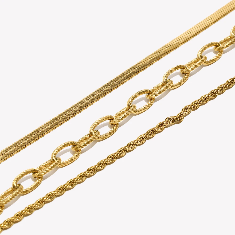 E.B.belle Three Layer Bacelet Chain Snake Chain Twisted Chain 18K Gold Plated Exquisite Jewelry Women Party