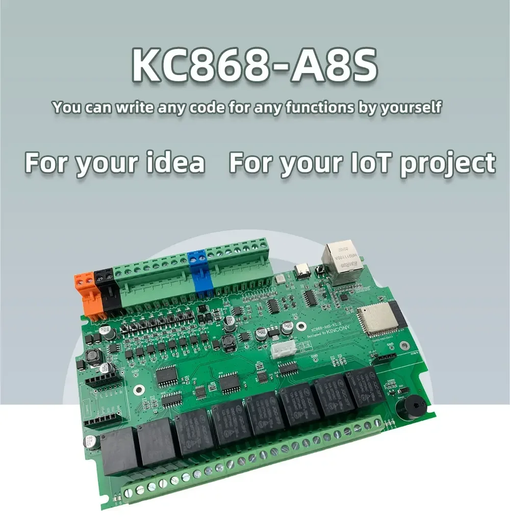 KC868-A8S esp32 relay board RS232 USB W/E Relay Module ADC DAC RF 433M Temperature Arduino IDE MQTT