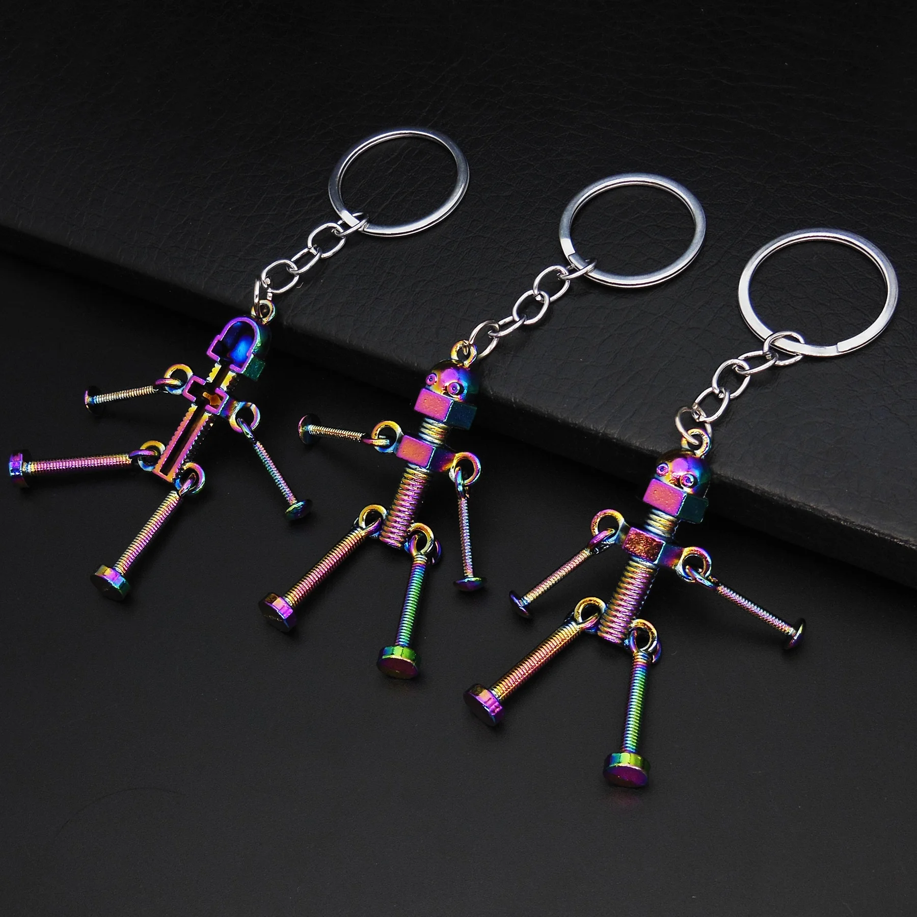 

50pcs Novelty Birthday Gift Mechanical Screw Robot Keychain Unique Robot Key Pendant XMAS Party Present for Boy Men