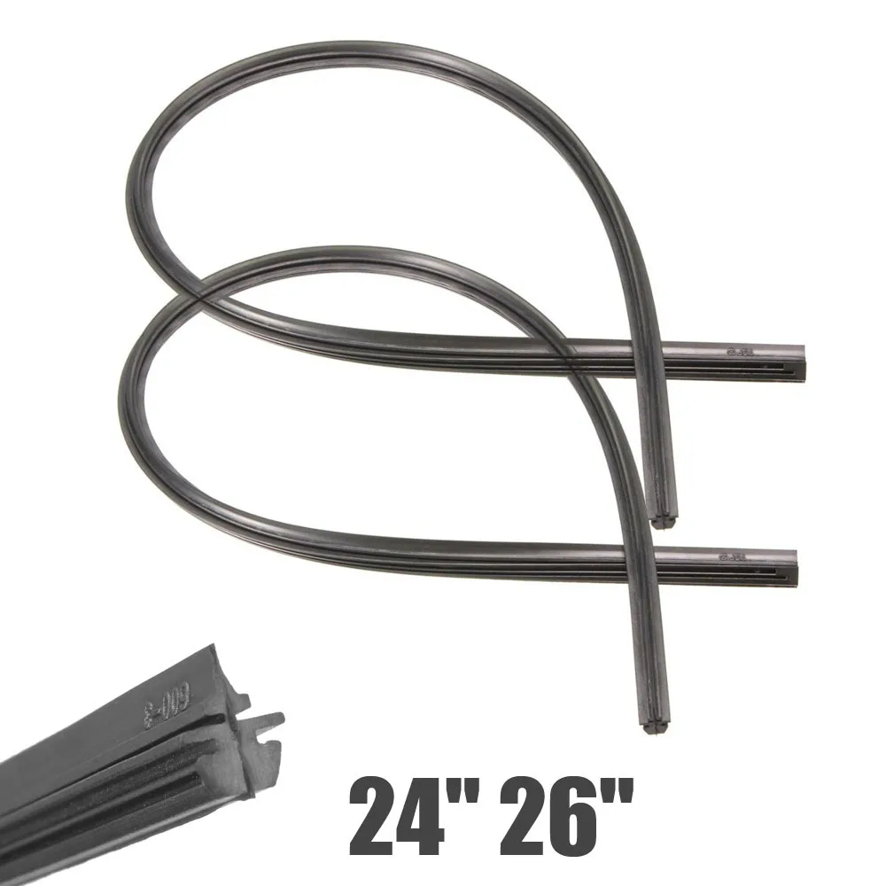 

2pcs 24" 26" 6mm Frameless Rubber Car Wiper Blade Refill Strips Front Windscreen Blades Windshield Car Accessories