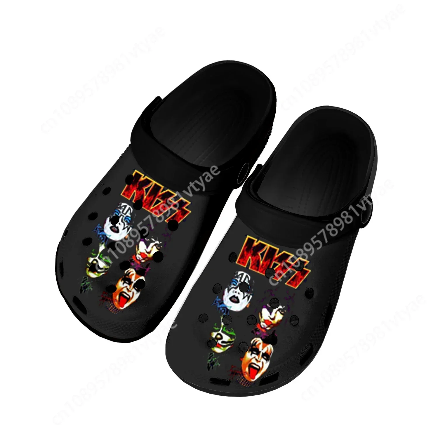 

Heavy Metal Rock Band Kiss Fashion Home Clogs Custom Water Shoes Mens Womens Teenager Shoes Clog Breathable Beach Hole Slippers