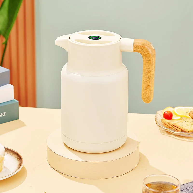 YUEDISI 304 Stainless Steel Insulated Kettle Thermos Wooden Handle Double-layer Vacuum Portable Coffee Jug