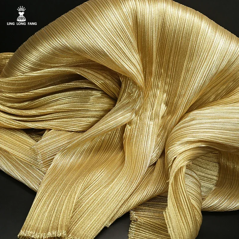 Tela Plisada Miyake Metálica Perlada de 100x143 cm para Confección de Vestidos de Novia, Decoración de Escenarios, Manualidades y Estilismo