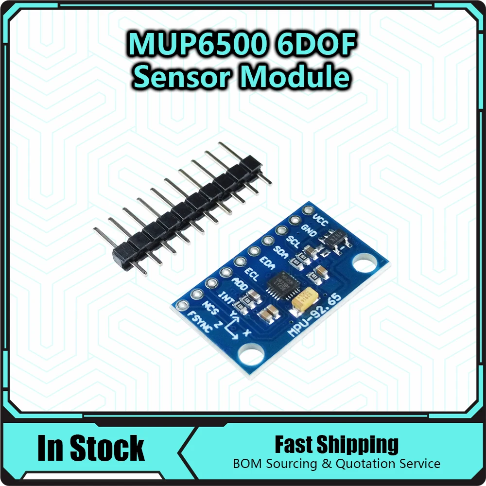 GY-6500 IIC I2C SPI MPU6500 MPU-6500 6-Axis Gyroscope Accelerometer Sensor Module Replace MPU6050 For Arduino With Pins