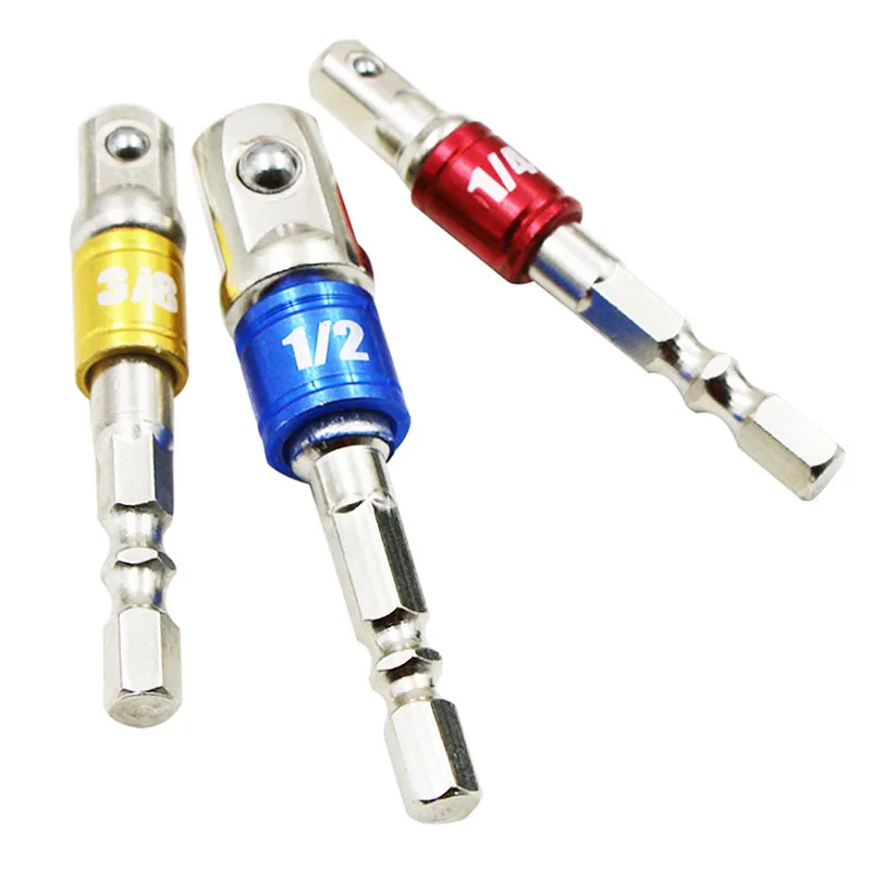 3Pcs/Set Alloy Steel Socket Adapter Hexagonal Screwdriver Conversion Connecting Rod 1/4 " 3/8 " 1/2" Electric Tool Accessories