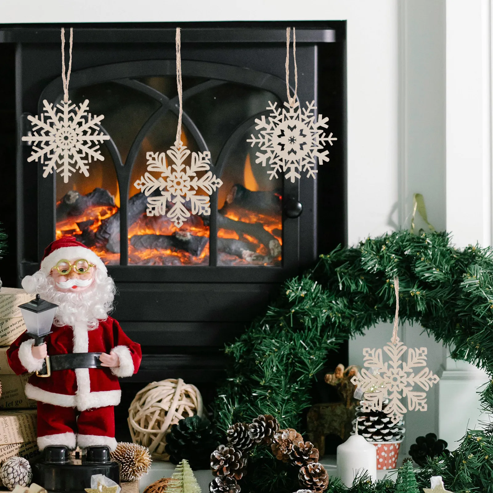 

30Pcs Wood Snowflake Ornaments Unfinished Wooden Snowflake Blanks Painting DIY Winter Wonderland Decor Christmas Tree