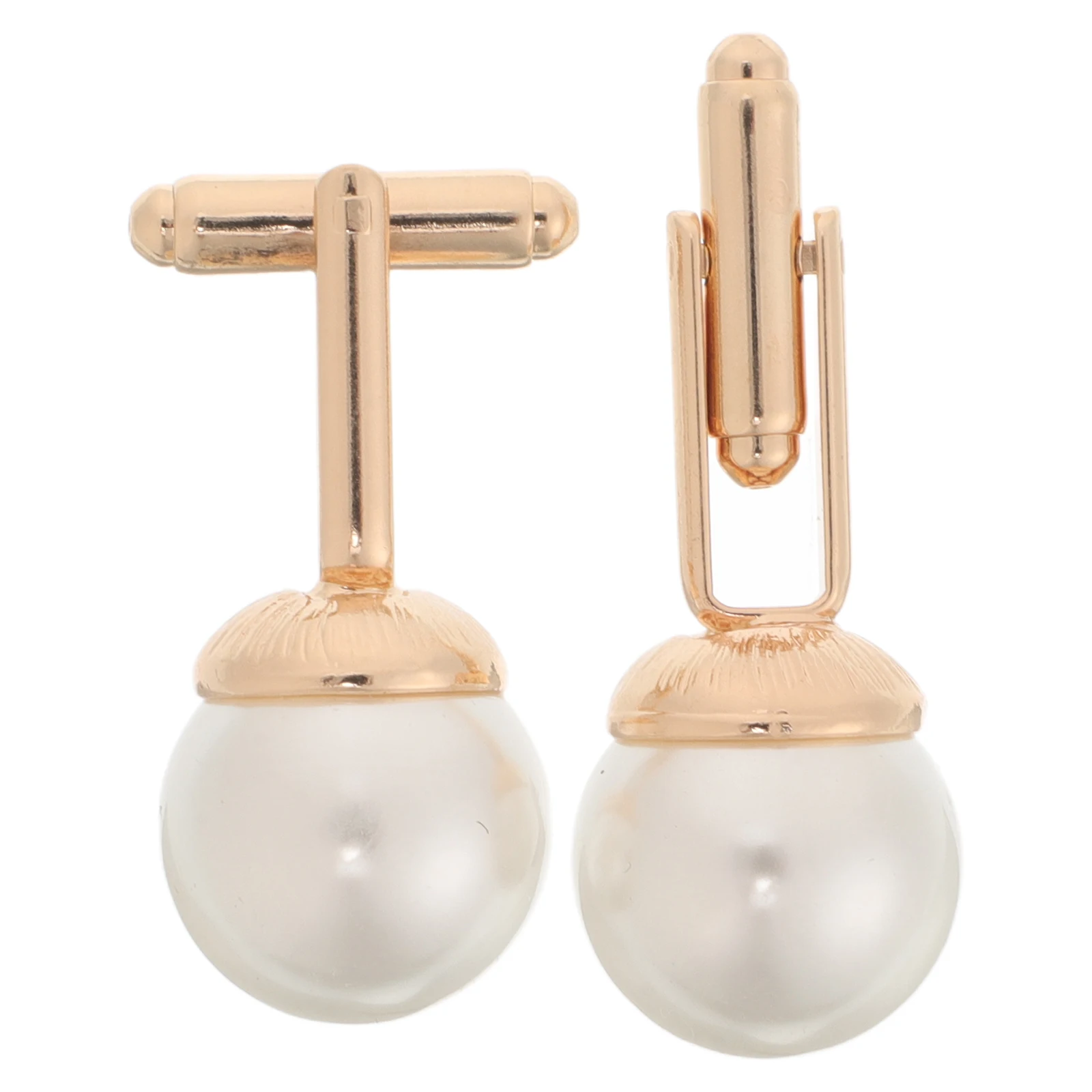 

2 Pcs Pearl Cufflinks Dress Shirt Studs for Men Business Jewelry Plastic French
