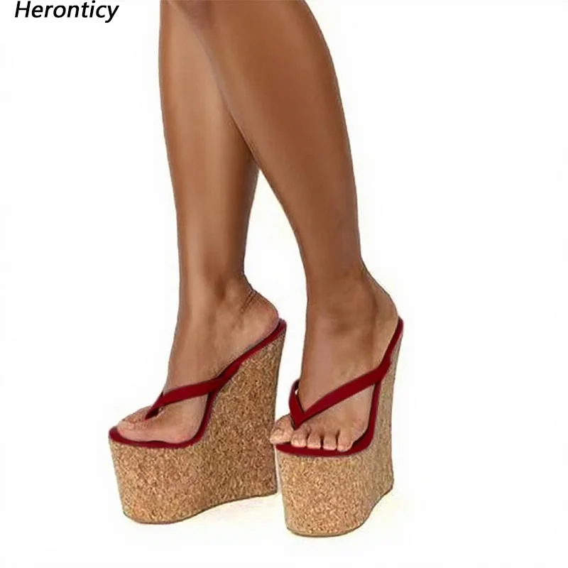 

Heronticy Handmade Women Summer Mules Sandals Wedges High Heels Round Toe Pretty Red Blue Dress Shoes Ladies US Plus Size 5-16