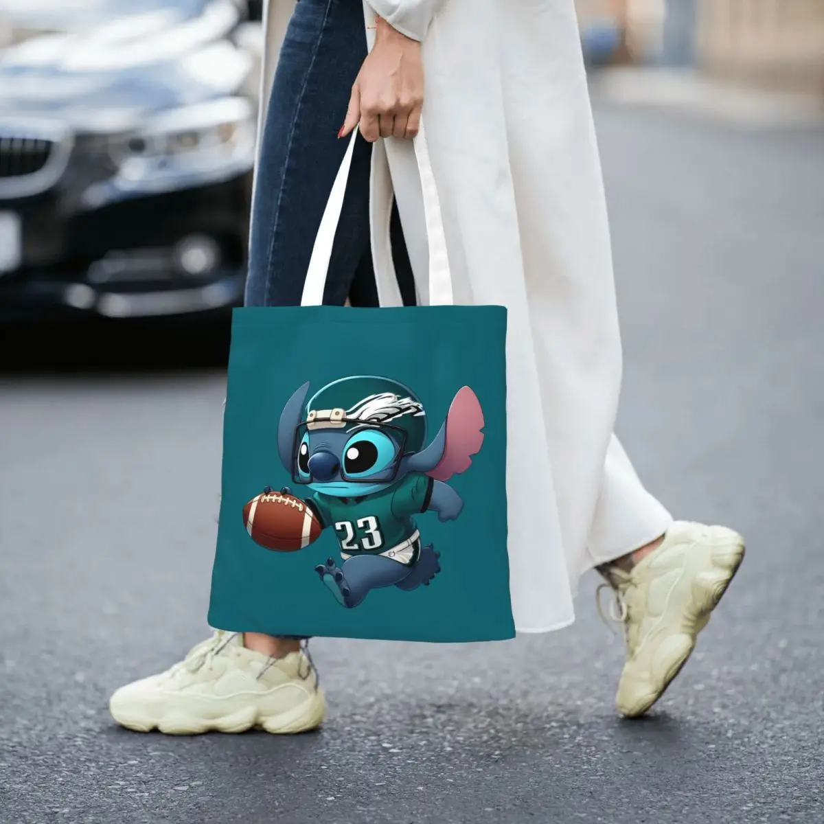 Philadelphia Football Stitch Players 23 Canvas Tote Handbag Grocery Bags Reusable Shopper Bags for Women