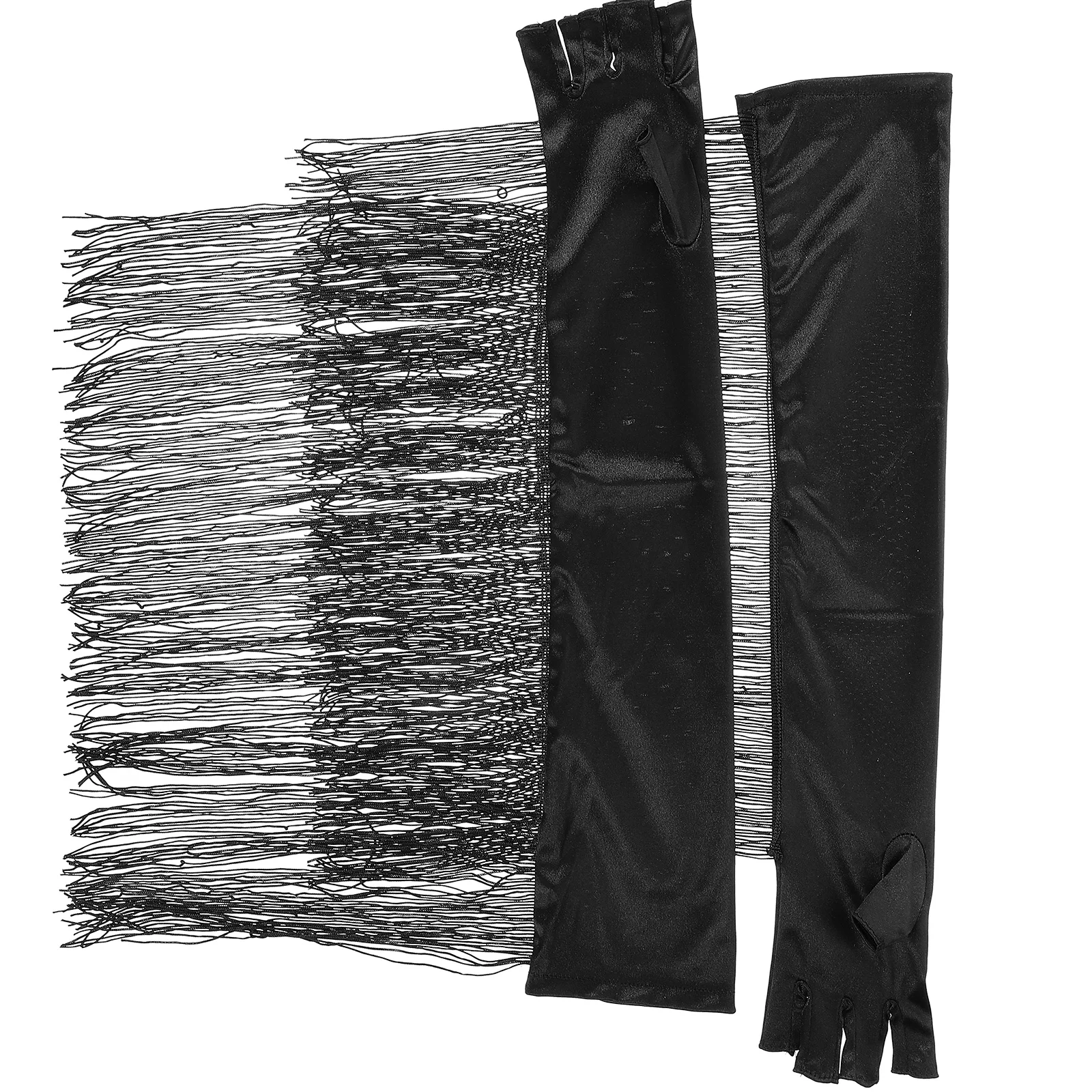

Velvet Gloves Black Elastic Women Formal Wedding Prom Party Tassel Performance Stage Accessories Soft Swan Ladies Gloves