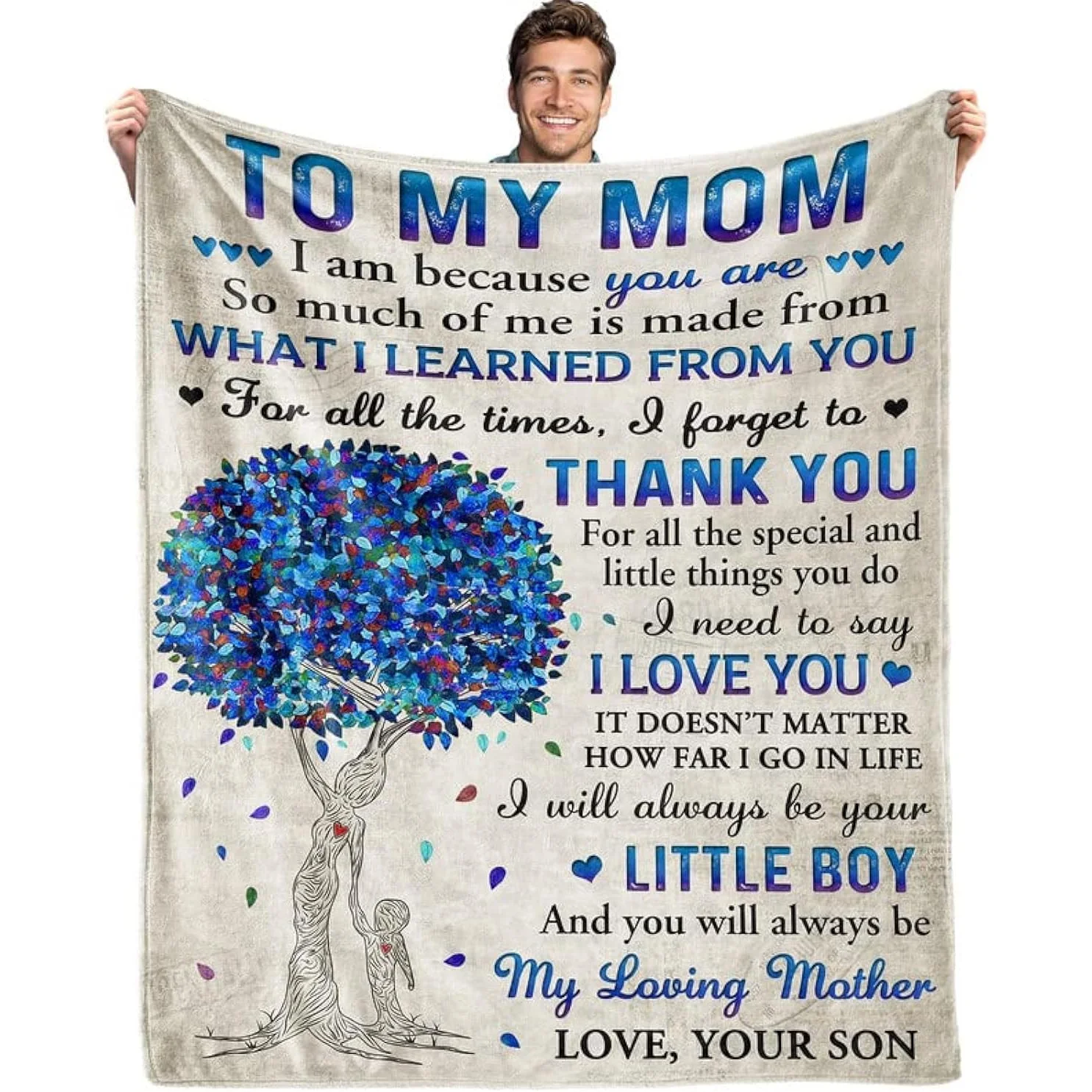 Gifts for Mom from Son, Romantic Birthday Gifts from Son to My Mom Flannel Blanket for Mama from Son Mother Day Birthday Present