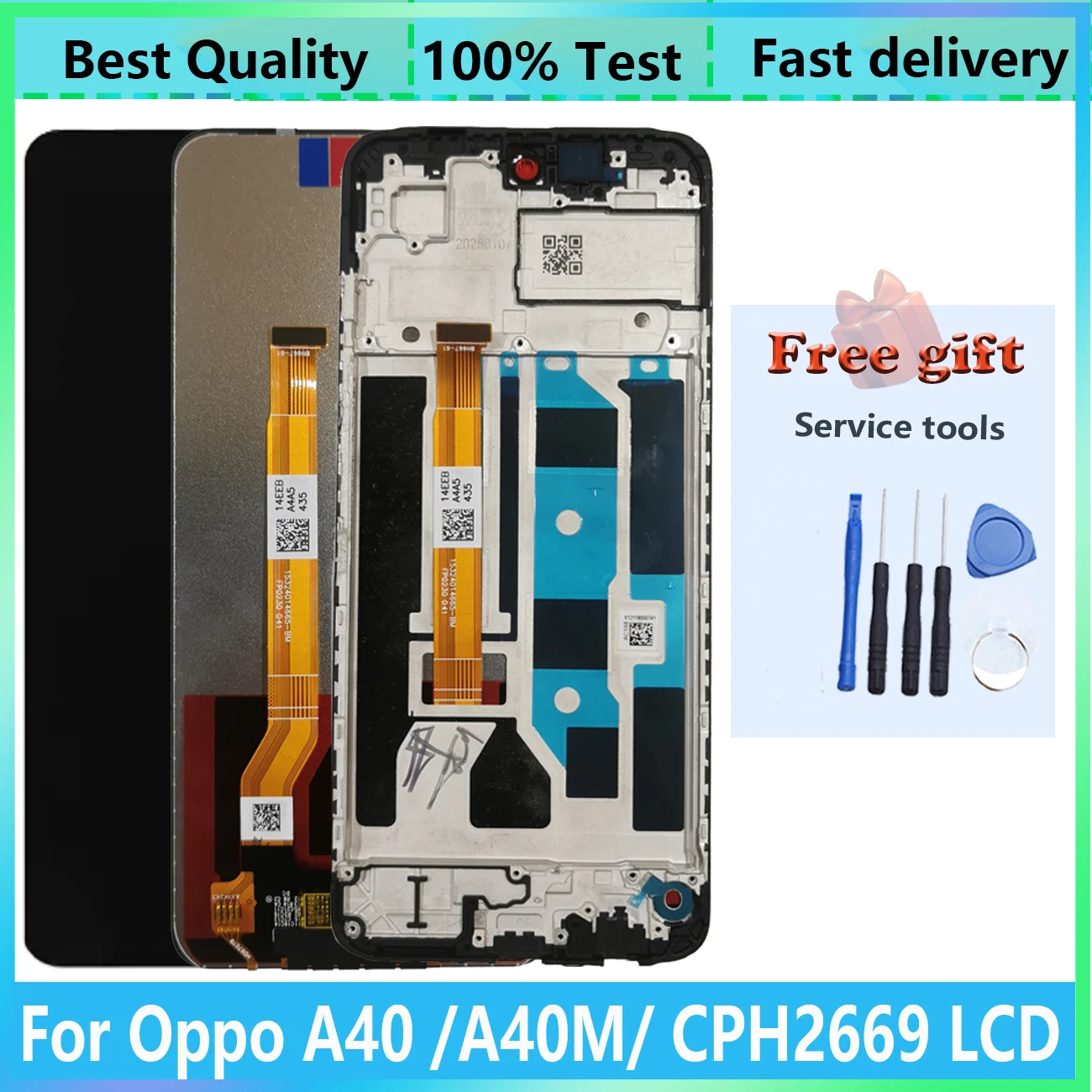 Wyświetlacze LCD 6,67'' do Oppo A40 A40M, ekran dotykowy LCD z digitizerem i ramką, zamiennik kompletny CPH2669 Pantalla