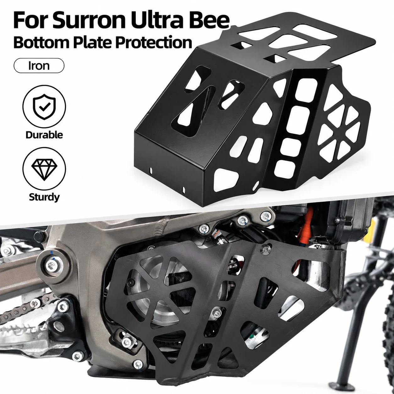 Bottom Plate Protection Skid Plate For Surron Ultra Bee Iron Under Cover Protector Engine Guard Electric Dirt Bike Motorcycle