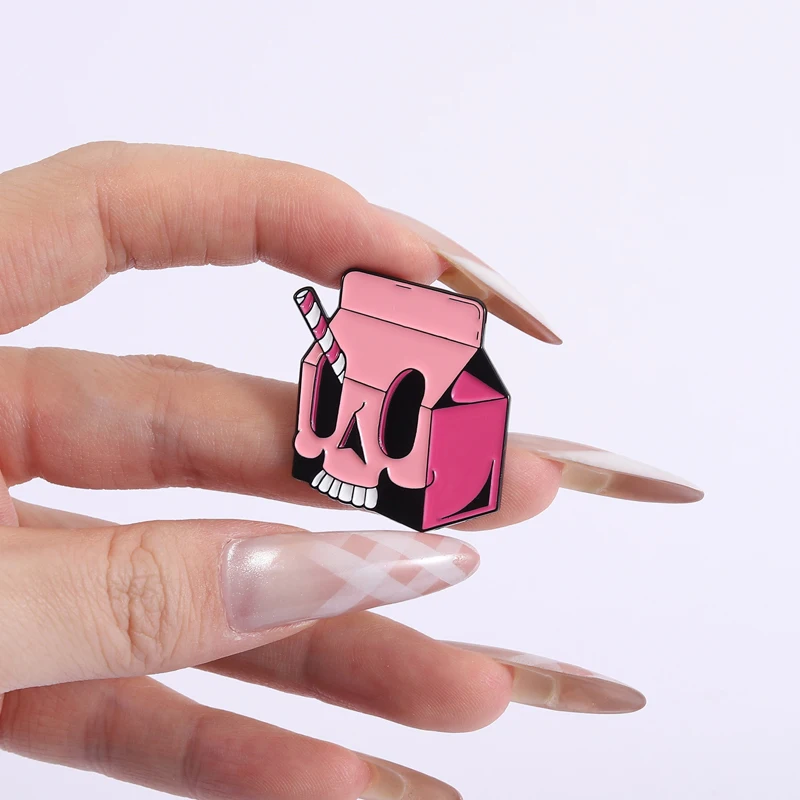 هالوين الجمجمة الحلوى مصاصة المينا دبابيس القوطي الهيكل العظمي الصودا شرب جيوس مخيف دبابيس شارة التلبيب مجوهرات هدايا للأصدقاء