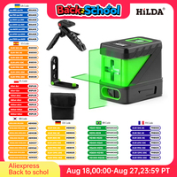 HILDA 2 Lines Laser Level Self Levelling Green Beams Laser Horizontal Vertical Cross Line Mini Laser Level