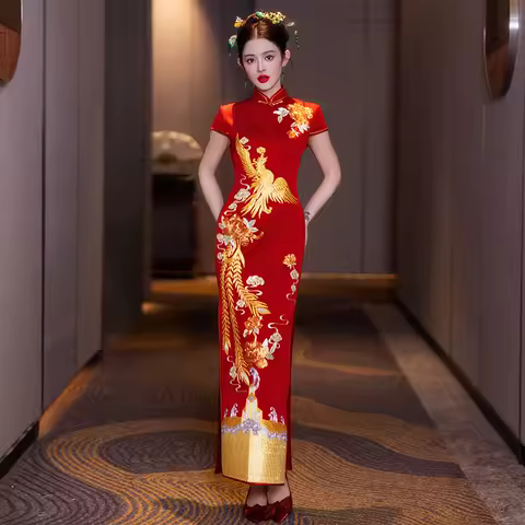 Evening Dress Cheongsam Summer Xiuhe Dress Wedding Dress 2025 New High-end Chinese Bride Wedding Gown Slim Fit Engagement Dress