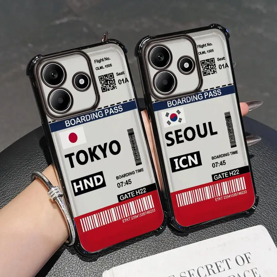 حافظة لهاتف شاومي ريدمي نوت 10 لايت 11s 11 12 13 10 Pro 14 Pro Plus 9S 10s غطاء شفاف للهواء الساخن طوكيو سيول التسمية