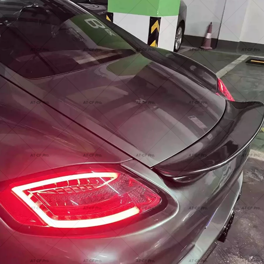 987 vera fibra di carbonio auto posteriore tronco ala Spoiler per Porsche 987 Cayman Coupe 2005-2012 tronco posteriore Boot Lip Wing Spoiler FRP