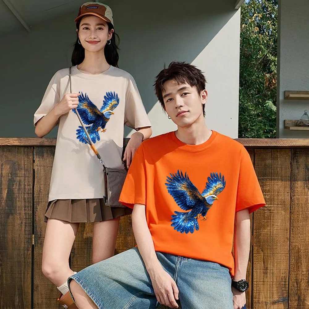 Galaxy Eagle Printed T Shirt Breathable Fabric S-XXL Personalized Custom Casual Short Sleeve Tee Aesthetic Graphic Top Unisex Fi