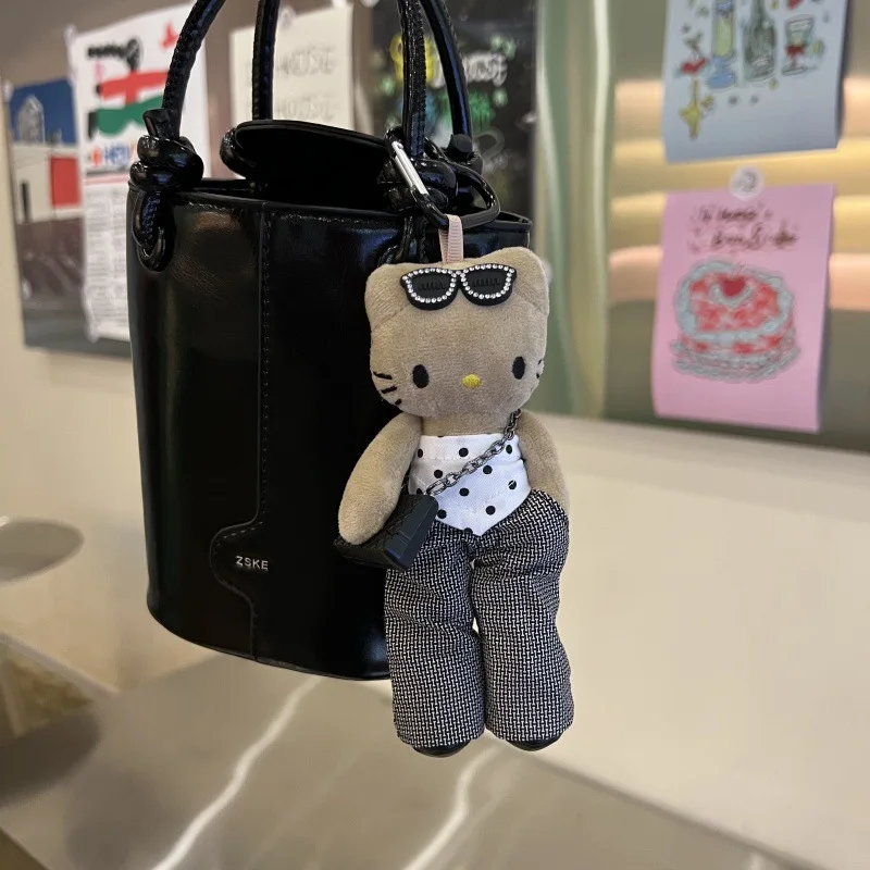 سانريو مرحبا كيتي الساحرة الأسود الدانتيل نفخة تنورة طويلة أرجل الأسود كيتي المفاتيح DIY قلادة الأزياء حقيبة التبعي لطيف هدية #5