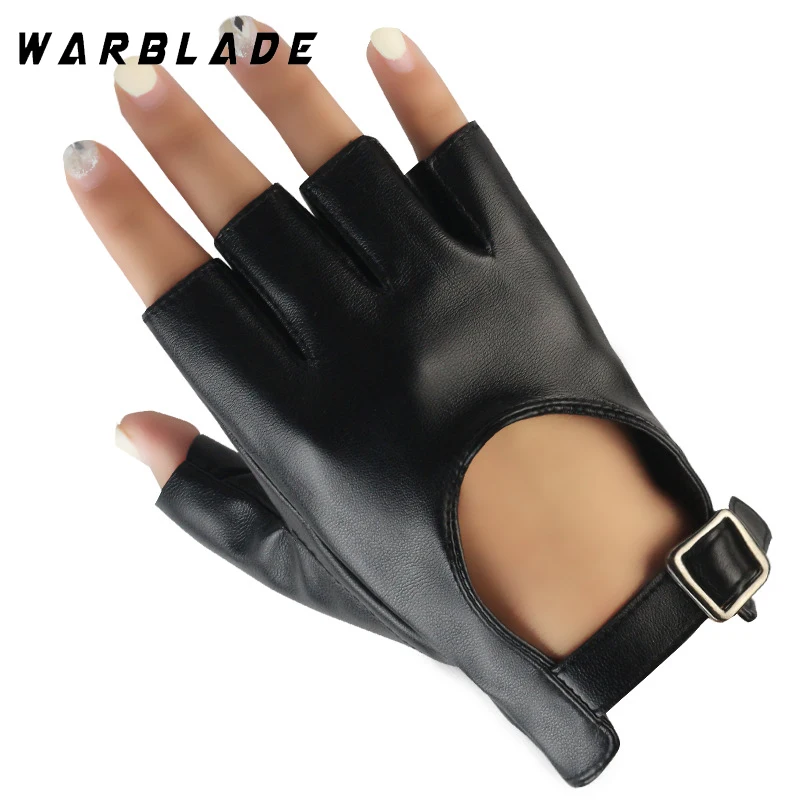 Women Halloween PU Leather Waterproof  Fingerless Gloves Female Half Finger Driving Cycling New Fashion Punk Gloves Dance Gloves