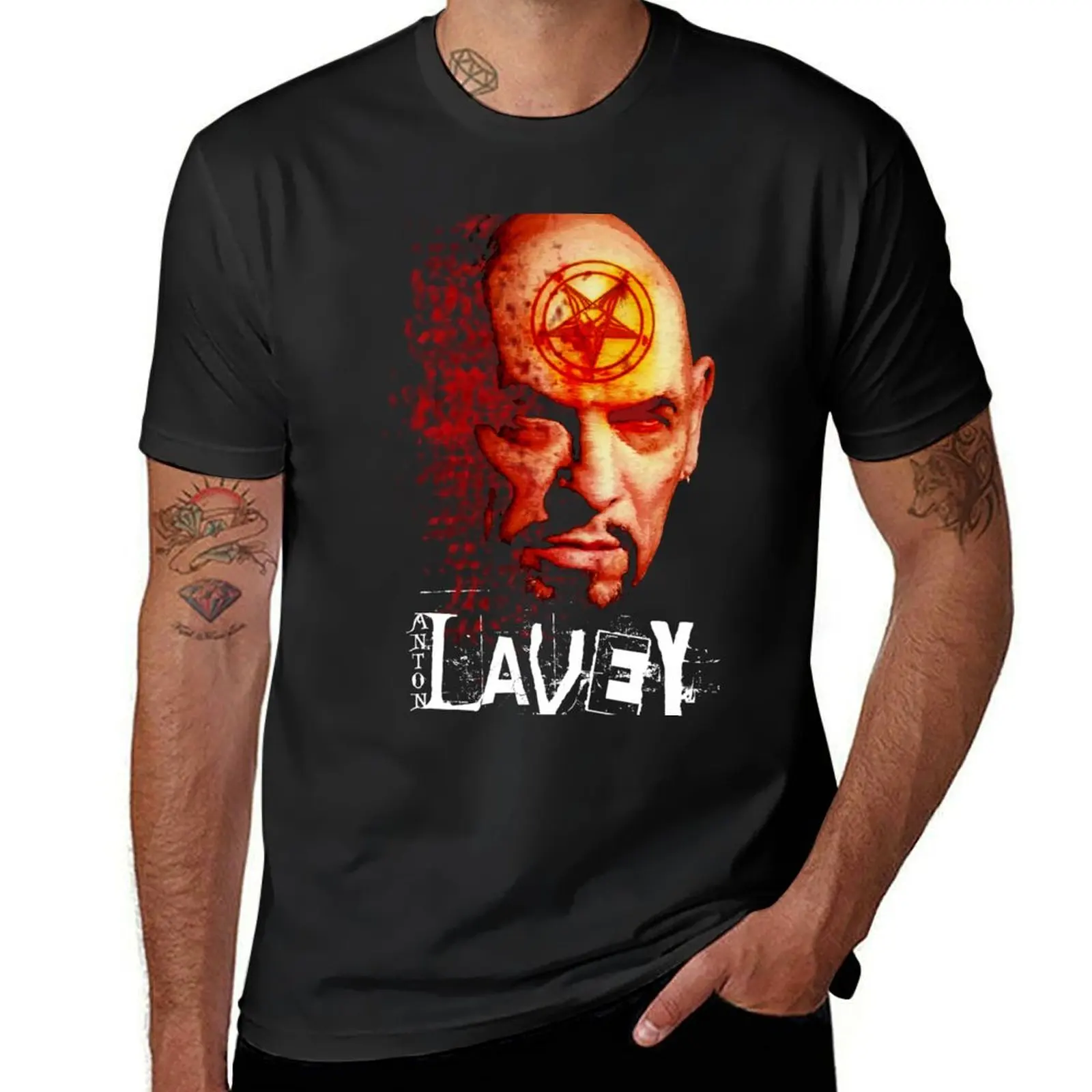 Anton LaVey Church of Satan T-Shirt heavyweights summer tops shirts graphic tees blacks men t shirt