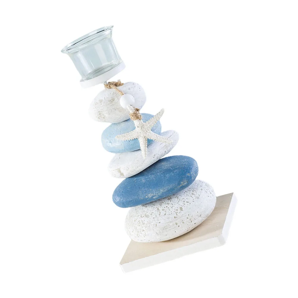 

1pc Mediterranean Style Stone Holder Blue White Decorative Desktop Home Office Decoration Gift Friends Co-Workers