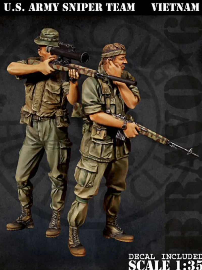 1/35 Scale Resin Figure Assembled Model Kit Miniature Toy U. S. Army Sniper Team, Vietnam 2 Soldier Unassembled & Unpainted