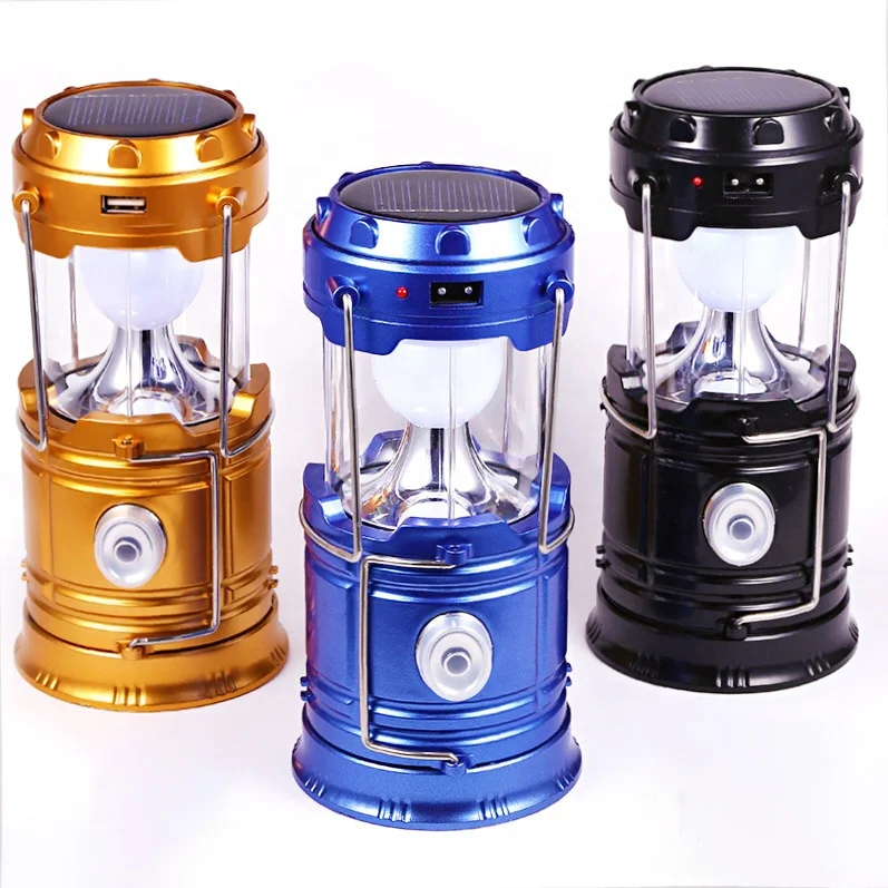 1 LED 5W LED Portable Camping Lantern with foldable solar panel and brightness setting Power bank Waterproof solar light 3pcs