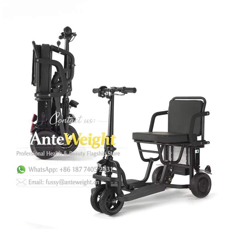 

New Model All Terrain 300W Ultra-Compact Folding 3 Wheel Senior Electric Handicapped Mobility Scooter