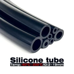 1 metro-60 ~ 200 graus id resistente ao calor 2 ~ 19mm preto flexível tubo de gel de sílica bomba de ar de aquário mangueira de silicone de borracha macia