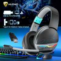 NUBWO G08 Wireless Headsets Gamer with Dual Microphone for PS5, PS4, PC, Mobile, Switch, 2.4GHz Bluetooth Wireless Headphones