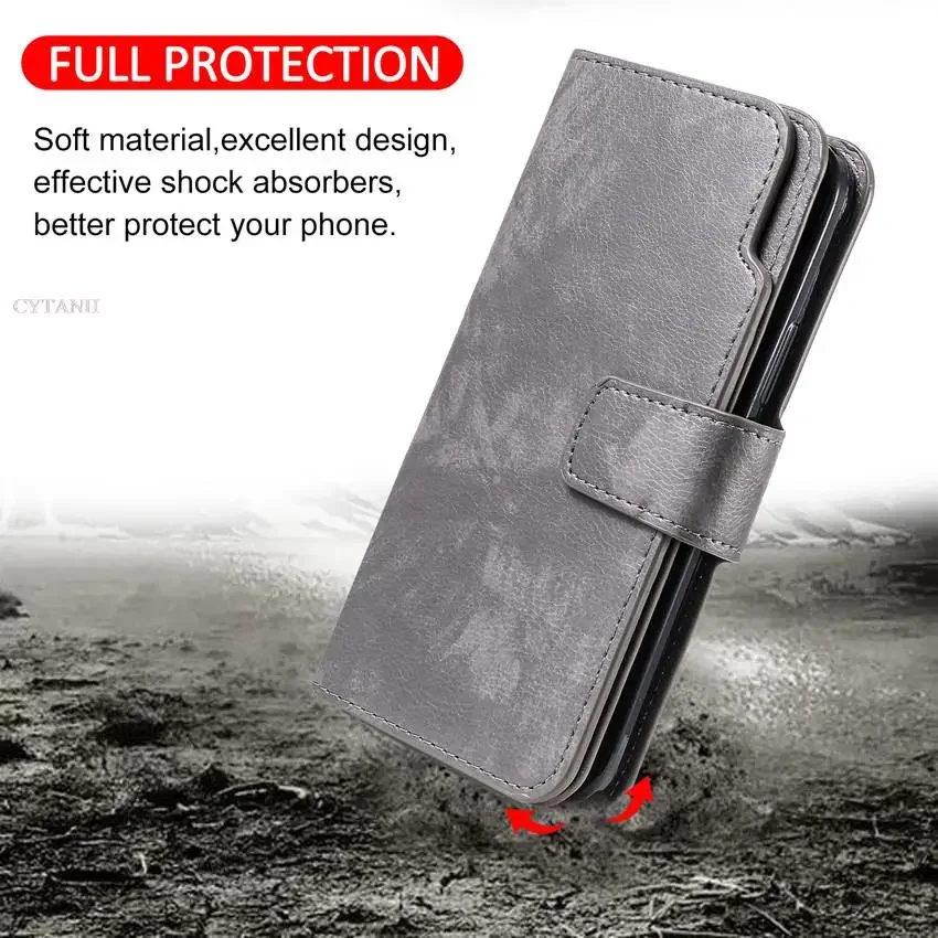 Leder Neun Karten Brieftasche Fall Für Samsung Galaxy S24 Ultra S23 FE S22 S20 S21 Plus S10 S9 S8 Plus Hinweis 20 Telefon Abdeckung – Detail 3