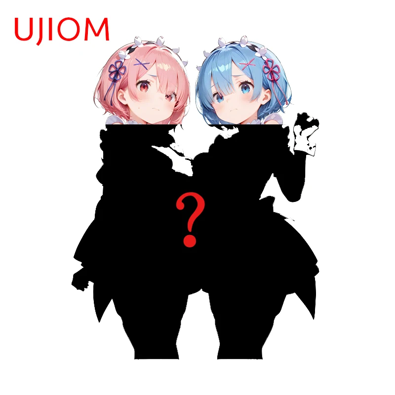UJIOM Rem And Ram Pretty Girls Wall Sticker Artistic Tendy Occlusion Scratch Graphics Decal Suitable For Kitchen Cupboard Decor
