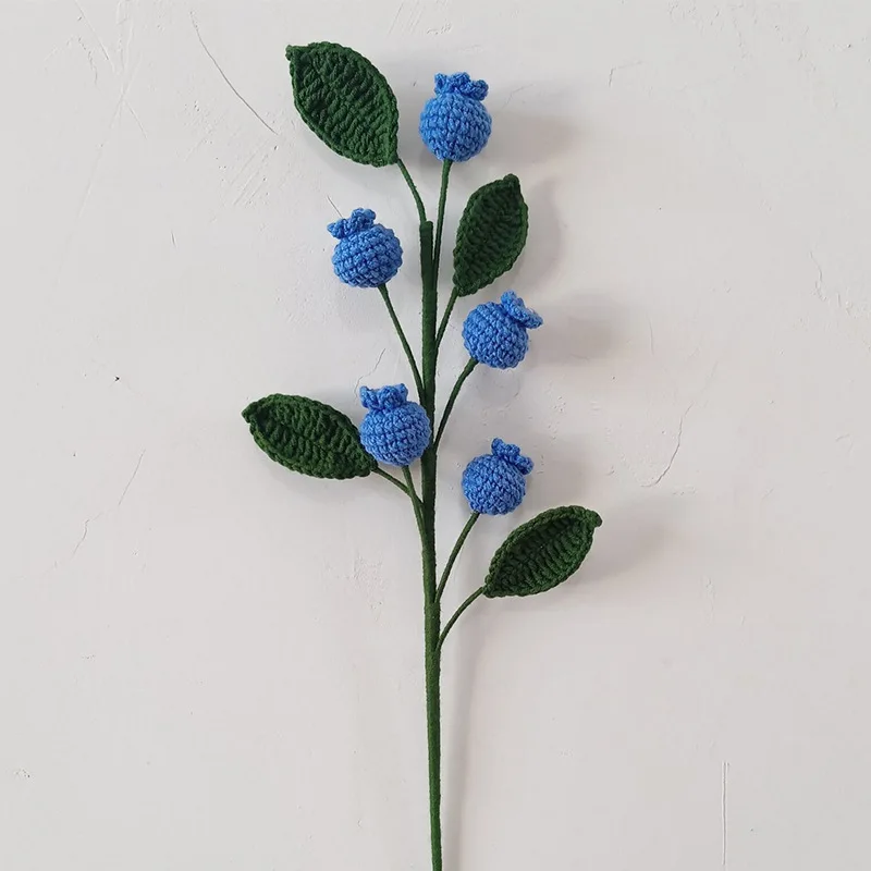 Fertig gehäkelte Fruchtzweige, kreativer handgemachter Frucht-Blumenstrauß, künstliche Pflanzen zur Raumdekoration – Detail 3