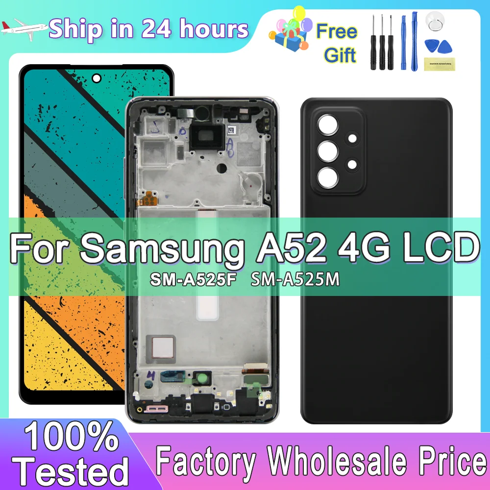 Tested Screen For Samsung A52 4G Replacement, LCD Display For Samsung A525 A525F/DS A525M Touch Screen Digitizer Assembly