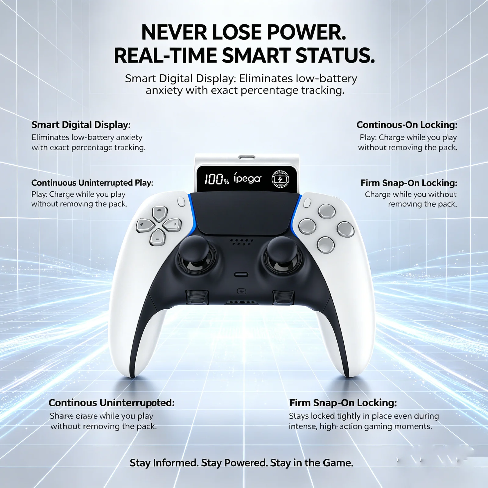 Control para PS5 con Batería USB Tipo C de 2000mAh, Pantalla LED, Sin Preocupaciones de Rango Limitado, Kit de Carga para Control de PS5, Accesorios de Juego
