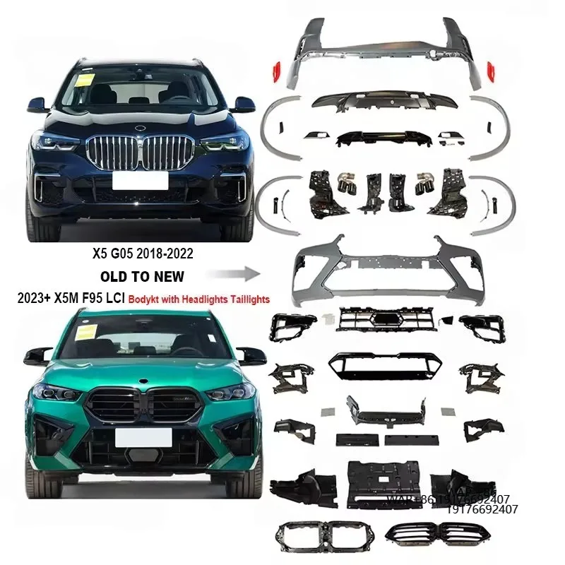 

For'BMW X5 G05 2018-2023 Bodykit Upgrade Front Bumper Rear Bumper ABS for X5M LCI New to Old Car Parts