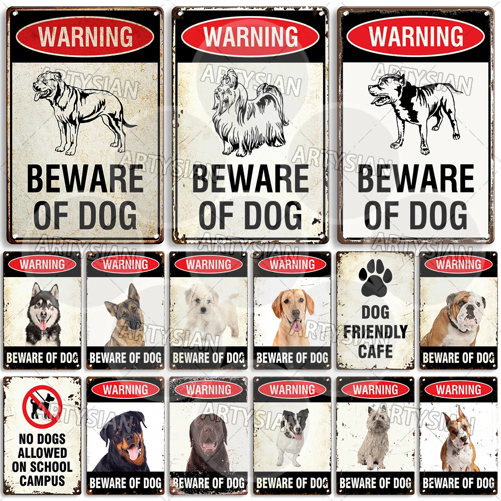 Cuidado con los perros letrero de Metal Bichon Bulldog Schnauzer Pit Bull Shar Pei Chihuahua galgo maltés Cairn Staffordshire gran danés