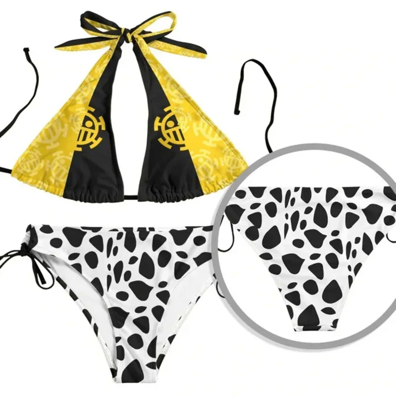 EN Anime Trafalgar Law Cosplay vendaje traje de baño mujeres playa tirantes Bikini dividido leopardo bragas traje de baño