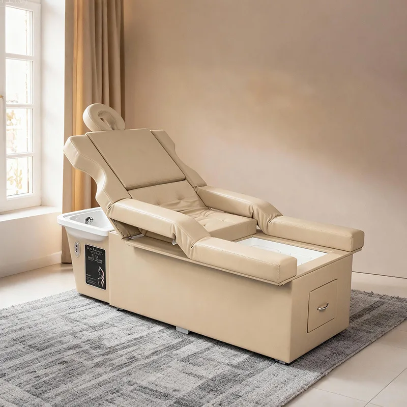 HYS water circulation head therapy foot bath integrated multi-massage bed beauty salon multi-function electric lifting shampoo