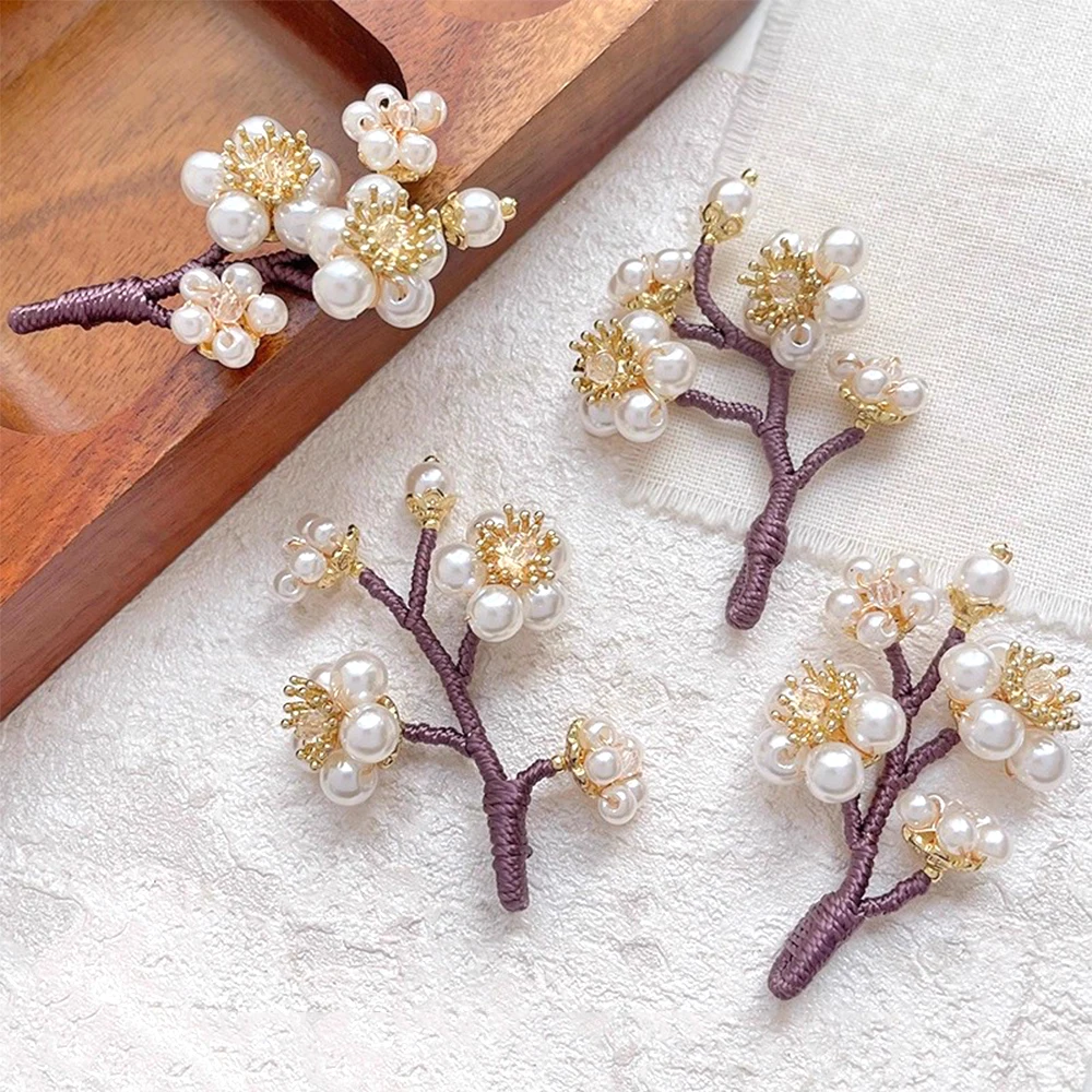 2 Pieces Chinese Style Retro Handmade Pearl Flower Branch Pendant DIY Jewelry Making Necklace Bracelet Accessory Materials