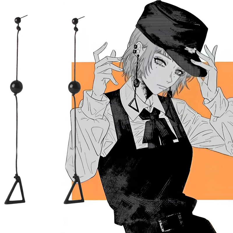 anime cosplay Chainsaw Man bungelen oorbel Hunger Devil Fami Famine Devil Zwarte Driehoekige Lange Oorbellen sieraden fans geschenken