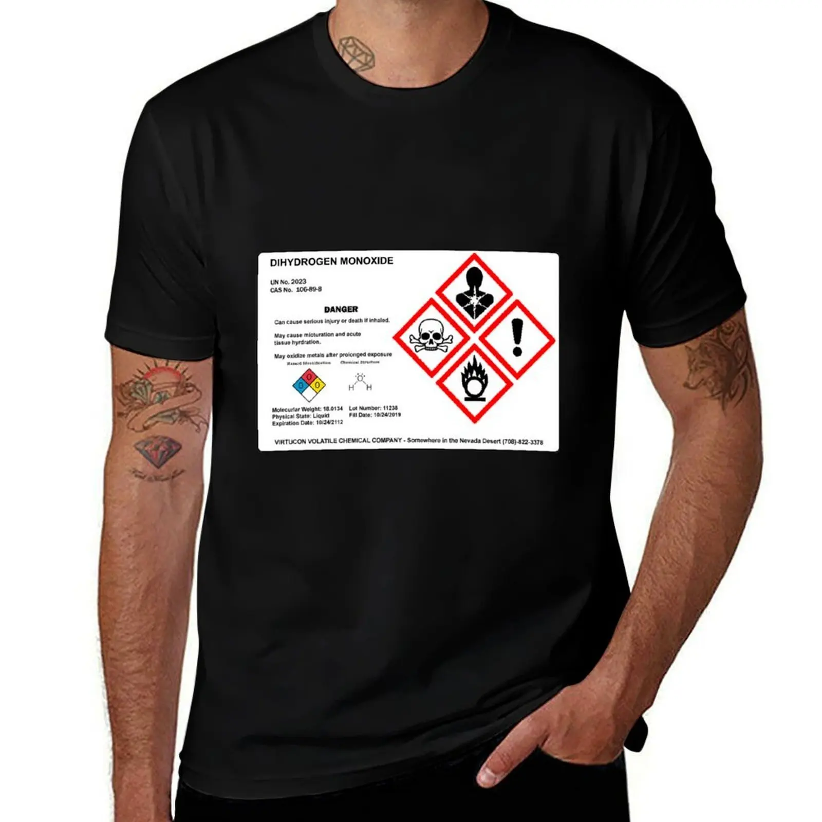 

Dihydrogen Monoxide label T-Shirt funny t shirts cotton t shirt personalised T-Shirt